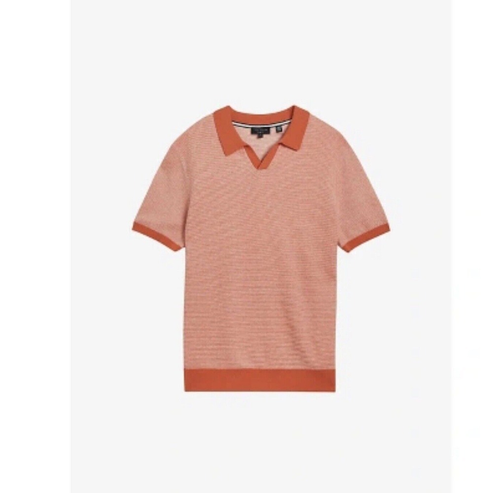 Ted Baker London Mens Brt-orange‎ Wulder Open-neck Regular-fit Orange Sz 7 3XL